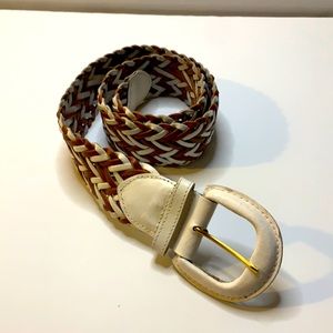 Leather braided belt 39 inch L 2 inch W
